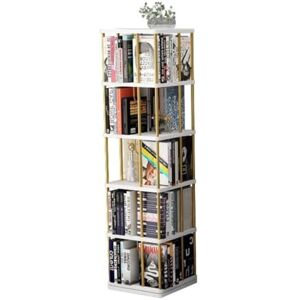 Habrur Bibliothèque étagère à Livres Bibliothèque Rotative À 360 °, Bibliothèque En Bois Et Métal, Présentoir À Livres Sur Pied, Étagères Pour Salon Et Bureau Bibliothèques ( Color : White , Size : 5 Tier ) - Publicité