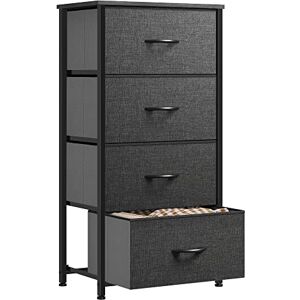 YITAHOME Commode pour Chambre à Coucher, Commode à 4 Tiroirs en Tissu Meuble de Rangement avec Dessus en Bois et Grand Espace de Rangement Chambre à Coucher, Salon, Chambre d'enfant, Gris Noir - Publicité