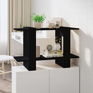 WIFESE Bibliothèque Noir 80x30x51 cm Bois d'ingénierie Séparateur de Pièce Polyvalente Etagère à Livres Colonne de Rangement Armoire Meuble Salon pour Rangement Magazines Plantes Jouets - Publicité