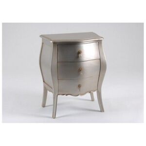 Amadeus Mini Commode 3 tiroirs Murano Argent Silver, Bois, Standard - Publicité