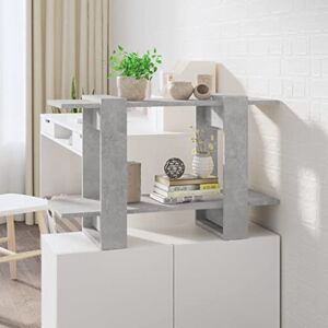 WIFESE Bibliothèque Gris Béton 80x30x51 cm Bois étagères de Livres Séparateur de Pièce Polyvalente Bookshelf Colonne de Rangement pour Rangement Magazines Plantes - Publicité