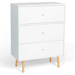 IDMarket Commode 3 tiroirs Emmie 70 cm scandinave Blanc - Publicité