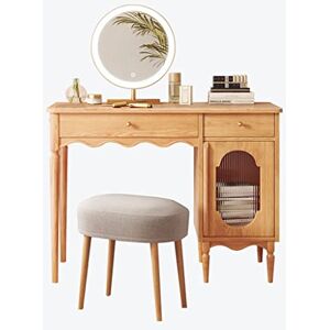 VejiA Armoire de Rangement Moderne de Commode de Bureau de vanité Tout en Un, Coiffeuse en Verre de Chambre à Coucher de Miroir de Maquillage, mi - Publicité