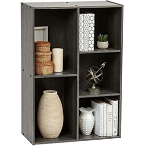 Iris Ohyama , Bibliothèque, Étagère à 5 Compartiments, Meuble de rangement à livres, Cloison Séparateur, Présentoir, Salon, Chambre, Bureau Basic Storage Shelf CX-23C Chêne Gris - Publicité