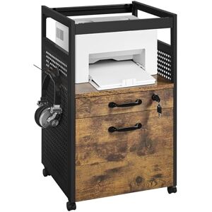 Yaheetech Caisson de Bureau à 2 Tiroirs, 1 Tiroir Verrouillable, Meuble Rangement de doissier Format A4 / Lettre à roulettes, pour Bureau Bibliothèque, 42×40×69 cm Noir/Brun Rustique - Publicité