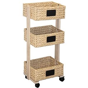 COOK CONCEPT Desserte A roulettes 3 Paniers Tresses Maison Et Bazar Rangement De Cuisine, Bois-Paulownia, Beige, 36,5 x 27 x 79 - Publicité