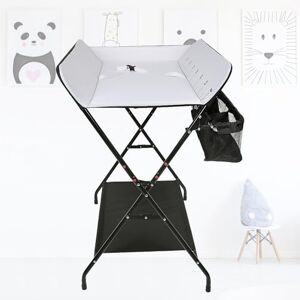 XUANYU Tables à langer sur Pieds Portable et Pliable, Station à langer avec Étagère Rangement, Commode à Langer Multifonctionnelle, Jusqu'à 30 kg, Blanc-noir B, 79×55×96 cm - Publicité