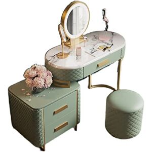 UsmAsk Table de Maquillage Moderne Verte à 3 tiroirs, Commode en marbre, Armoire de Rangement, Chambre à Coucher, Petit Appartement, Table de Maquillage Simple, Miroir Vert, Armoire latérale avec Cadre de t - Publicité