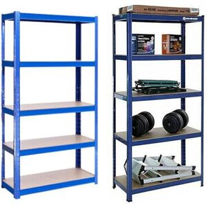 Rigogo 2 x Étagère de Rangement Charge Lourde a 5 Plateaux MDF, Étagère métallique Rangement pour Garage Atelier, Max Capacité 875kg, 180 x 90 x 40 cm, Bleu - Publicité