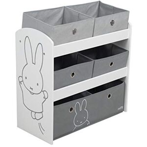 roba Étagère pour Jouets Enfant en Bois miffy® 5 Paniers en Tissu Amovibles Meuble de Rangement pour les Jouets 64 x 30 x 60 cm Motif Lapin / Gris - Publicité