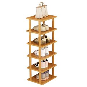 XIANGLV Étagère à chaussures en bois de bambou, 5 niveaux, amovible, petit rangement de chaussures, organiseur vertical pour chaussures, armoire à chaussures fine pour couloir, espace étroit, étagères - Publicité