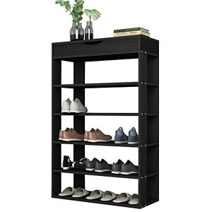 SogesPower Rangement Chaussure en Bois, Meuble Chaussure Entrée de 5 Niveaux, Verticale Etagere Rangement pour Salle, Chambre, Salon, Dressing, Couloir, Noir - Publicité