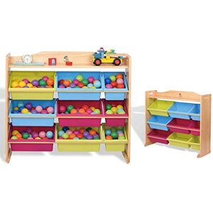 ZJXDPBF Organisateur de Rangement pour Jouets d'enfant avec 9 bacs en Plastique de Plusieurs Couleurs, tiroir, casier au Sol à Trois étages, Support de Rangement pour Jouets de Maternelle pour Cham - Publicité