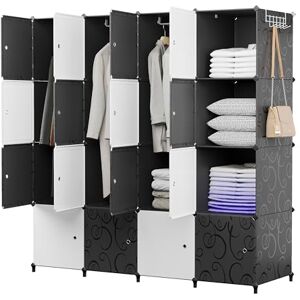 JOISCOPE Armoire Suspendue Portable, Armoire Portable avec Portes, Vêtements, Chaussures, Jouets, Organisateur de Livres de Chambre, 16 Cubes - Publicité