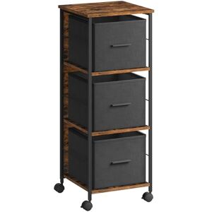 VASAGLE Caisson Bureau, 3 Tiroirs, Bibliothèque, Étagère de Rangement en Cube, Support pour Imprimante, pour Format A4, Dossiers Suspendus, Bureau, Marron Rustique et Noir d’Encre OFC058B01 - Publicité