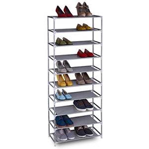 Relaxdays, Grey fabric shoe rack plug-in system, 10 levels, for 30 pairs of shoes, shoe rack high, H x W x D: 150 x 62 x 28 cm, 1 piece - Publicité