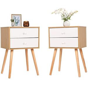 Happy Home Products Happy Home Table de Chevet Moderne avec 2 Tiroirs Armoire de Chevet Meubles de Chambre à Coucher, 40x30x60 CM, Blanc, Bois, Set de 2 - Publicité