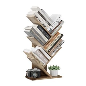 ZRWD Étagère d'arbre à 4 niveaux, organisateur de rangement de livres, étagère sur pied, étagère de rangement en bois pour bureau, maison, école, étagère pour CD/magazines (gris - Publicité