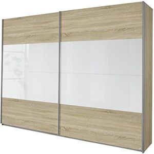 Rauch qUADRA armoire à portes coulissantes 2 portes-corps chêne de sonoma avant blanc/verre blanc), Verre, naturel, Breite 136 cm - Publicité