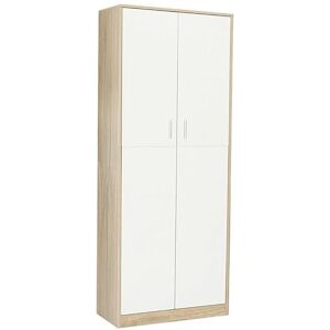 IDMarket Armoire de Bureau 190 cm Multifonction Maria Bois et Blanc 2 Portes 4 étagères - Publicité