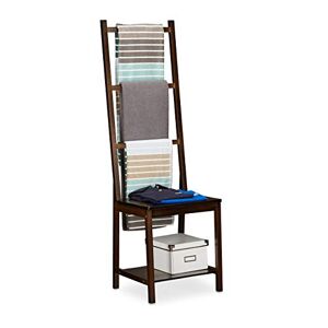 Relaxdays , Marron Porte Portant Range-Serviettes Bain Valet Chambre Chaise Dressing Bambou 133x40x42cm, Foncé, 40 x 42 x 133 cm - Publicité