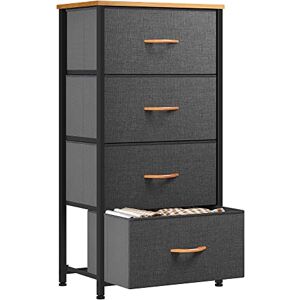 YITAHOME Commode à 4 Tiroirs en Tissu Meuble de Rangement avec Dessus en Bois et Grand Espace de Rangement Chambre à Coucher/ d'enfant, Salon, Gris Profond - Publicité