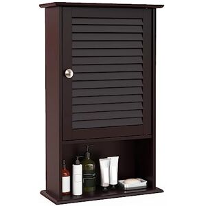 COSTWAY Armoire de Salle de Bain Murale, 3 Etagère de Rangement Structure en MDF Pratique pour Petits Espaces, Style Facile à Assortir, 42 x 17 x 70 cm (Brun) - Publicité