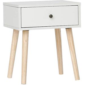 XUANYU Lot de 1 Tables de Chevet avec Tiroir, Pieds en Bois, Commode de Lit 40×30×50 cm (Blanc) - Publicité