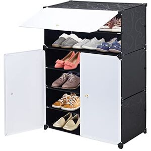 NUKied Meuble Chaussure, 6 Niveaux Rangement Chaussure, Meuble à Chaussure éTanche à La PoussièRe pour Couloir Chambre Placard EntréE,61 * 31 * 93cm,Noir - Publicité