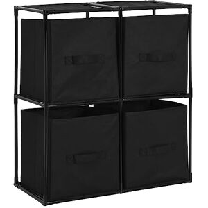 vidaXL Commode en Tissu avec 4 corbeilles en Tissu Noir 63 x 30 x 71 cm - Publicité