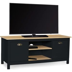 IDMarket Meuble TV 113 cm Vintage ISIS Bois et Noir - Publicité