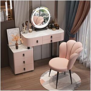 HASMI Table de Maquillage Coiffeuse Blanche Moderne, Bureau avec Miroir LDE et Table de Chevet, Coiffeuse for Filles et Femmes Table de Maquillage/Coiffeuses (Color : Pink Back Chair, Size : 80cm) - Publicité