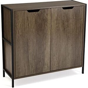 Versa Lizzy Meuble d'Entrée Étroit pour Entrée ou Couloir, Table Console, Armoire à 2 Portes, Porte-Chaussures, Dimensions (H x l x L) 78,8 x 30 x 83,2 cm, Bois, Couleur: Marron et Noir - Publicité