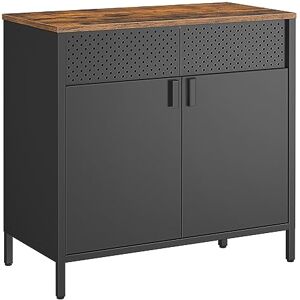 SONGMICS Meuble de Rangement, Buffet, en Métal, Double Porte, Fermeture Magnétique, Cadre en Acier, Marron Rustique et Noir LSC102B01 - Publicité