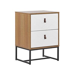 Beliani Table de Chevet Effet Bois Clair avec 2 Tiroirs Blancs Pratiques Meuble Fonctionnel et Élégant pour Chambre Moderne et Traditionnelle - Publicité