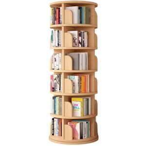 MollyYou Bibliothèque en Bois À 360 Degrés Bibliothèque De Rangement en Bois sur Pied À 5/6 Niveaux Étagère De Rangement pour Le Salon La Chambre Et Le Bureau (Color : Wood Color, S : 50 * 194cm) - Publicité