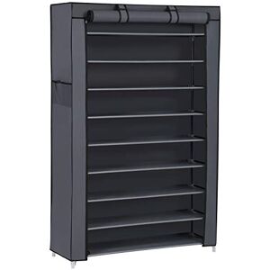 SONGMICS Étagère à Chaussures en Tissu à 10 Niveaux, Meuble de Rangement 28 x 88 x 160 cm, avec Housse de Protection, Chaussures de Sport, Talons Hauts, Pantoufles, Cadre en Métal, Gris RXJ36G - Publicité