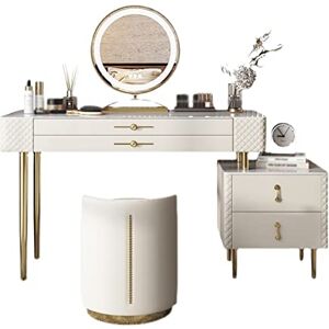 UsmAsk Vanity Table Vanity Set Commode Armoire De Rangement Chambre Simple Maquillage Tabouret Ensemble LED Miroir Commode Tiroir Armoire De Rangement Fer Cuir Commode Coiffeuse EAN EAN - Publicité