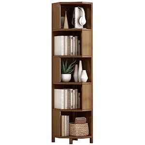 Étagère d'angle à 4 niveaux étagères de rangement autoportantes  bibliothèque en bois pour cuisine chambre salon bureau blanc