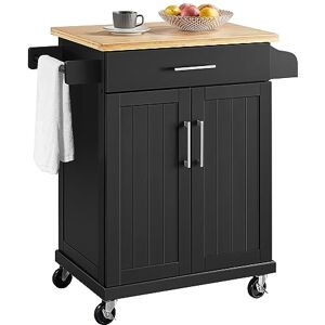 Yaheetech Desserte Cuisine à roulettes avec 1 Tiroir/Armoire avec Etagère Réglable/Porte Serviette/Meuble Cuisine 66 × 45,5 × 91,5 cm Noir - Publicité