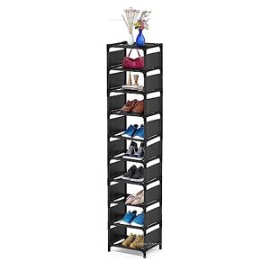 NCONCO Étagère à chaussures verticale étroite à 10 niveaux, étagère de rangement en métal, gain de place, étagère à chaussures empilable pour entrée, couloir, placard, salon, chambre à coucher - Publicité