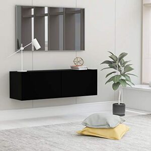 AUVYI Armoire TV, noire, 100 x 30 x 30 cm, en bois dérivé du bois, armoire de rangement, pour cuisine, table de chevet, meuble mural, moderne, pour salon, télévision, armoire - Publicité