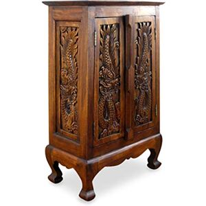 Livasia Armoire en Bois Massif avec Sculpture, Durable et Fait Main en Thaïlande, 50x28x80cm - Publicité