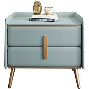 LYDZT Table de Chevet Table de Chevet en Cuir Double Tiroir Conception de Garde-Corps Petite Table Basse Pieds d'armoire en métal 50x40x51 cm(Couleur:Bleu) - Publicité