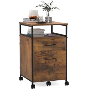 Lvhecforhm Caisson de Bureau avec 2 Tiroirs, Mobile Armoire de Bureau, Meuble de Bureau Mobile, Armoire de Bureau Roulante avec 5 roulettes, Meuble de Rangement pour Dossier Marron pour Lettres - Publicité