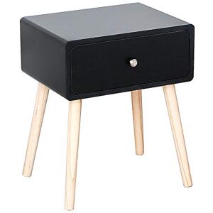 XUANYU Lot de 1 Tables de Chevet avec Tiroir, Pieds en Bois, Commode de Lit 40×30×50 cm (Noir) - Publicité