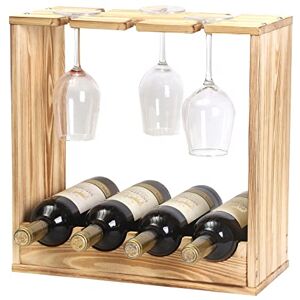 Drumm Rangement Bouteille, Casier à Bouteilles pour 4 Bouteilles,Range Bouteille Vin,Étagère à Bouteille en Bois,Porte-Bouteilles pour Cave,Porte Verres à vin,Bar - Publicité