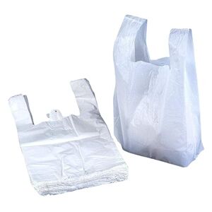 QTPack Lot de 500 sacs de transport en plastique blanc style gilet avec poignées   Medium HD 25,4 x 38,1 x 45,7 cm   Sacs de courses   Qualité supérieure   Recyclables - Publicité