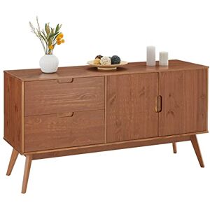 IDIMEX Buffet Tivoli Style scandinave Design Vintage Nordique Commode bahut vaisselier avec 2 tiroirs et 2 Portes battantes, en pin Massif Finition Brun foncé - Publicité