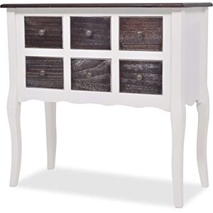 vidaXL Armoire de Console 6 Tiroirs Bois Marron et Blanc Buffet Rangement - Publicité